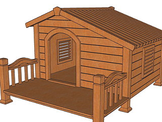 现代小木屋su模型