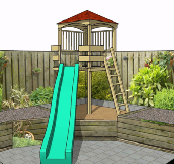 现代实木滑梯su模型