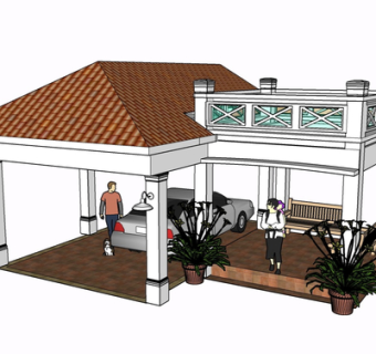 现代车库su模型