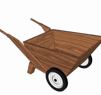 现代实木小推车su模型