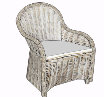 现代藤编单椅su模型
