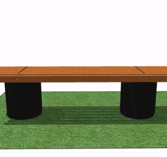 现代实木长凳su模型