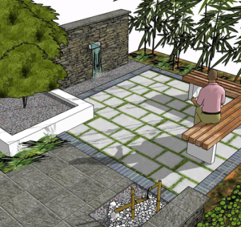 现代实木长凳su模型