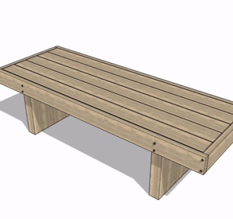 现代实木长凳su模型