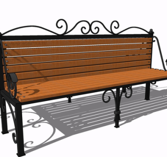 欧式实木公用椅su模型