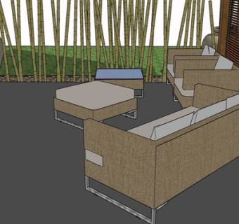 现代布艺多人沙发su模型