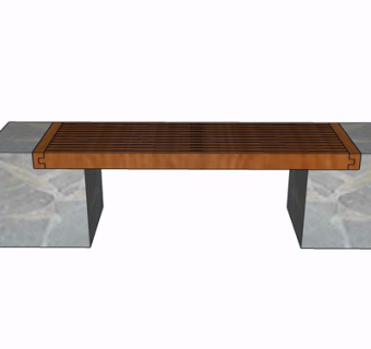 现代实木长凳su模型