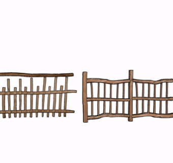 现代实木护栏su模型