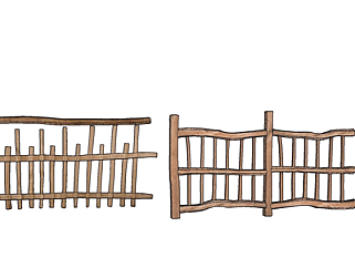 现代实木护栏su模型
