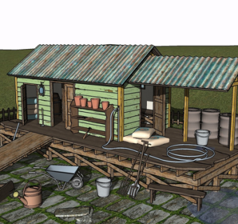 现代小木屋su模型