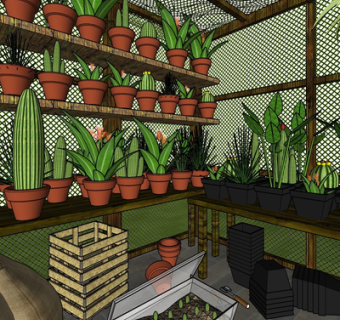 现代多肉植物盆栽su模型