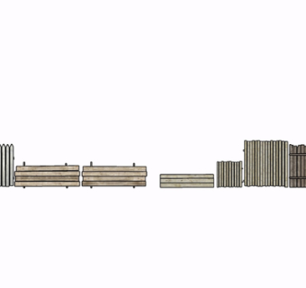 现代实木护栏su模型