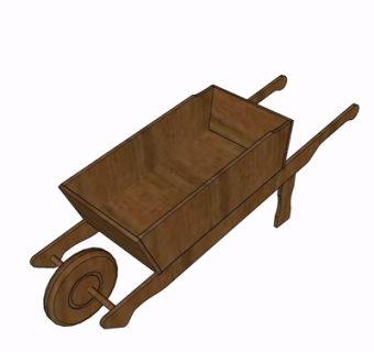 现代实木小推车su模型