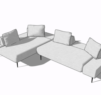 现代布艺多人沙发su模型