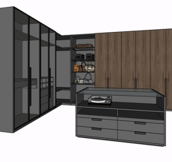 现代实木衣柜su模型