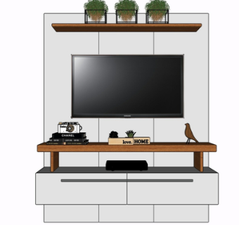 现代实木电视柜su模型