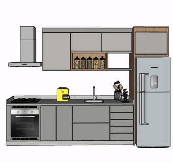 现代实木橱柜su模型