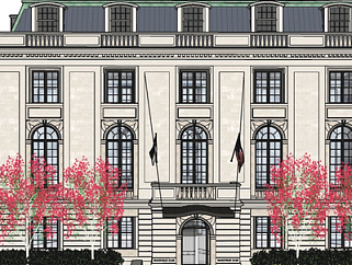 法式公寓楼su模型