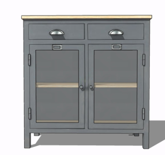 现代实木边柜su模型