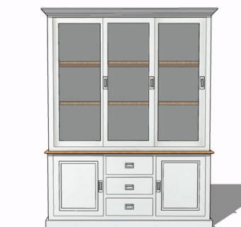 现代实木装饰柜su模型