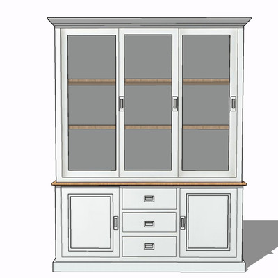 现代实木装饰柜su模型