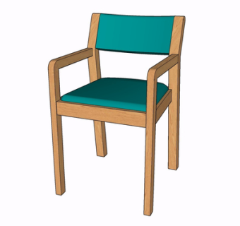 现代实木单椅su模型