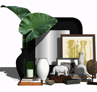 现代瓷器摆件su模型