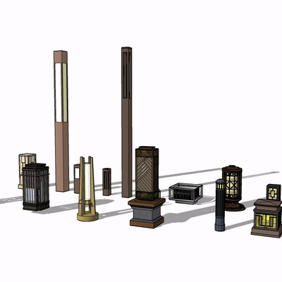 现代草坪灯su模型