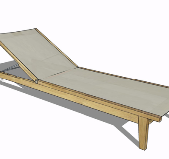 现代实木躺椅su模型