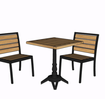 现代实木休闲桌椅su模型