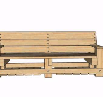 现代实木长凳su模型