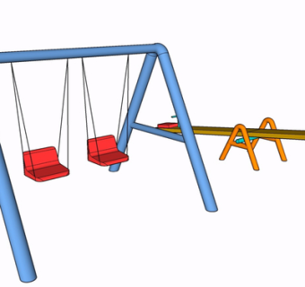 现代秋千跷跷板su模型