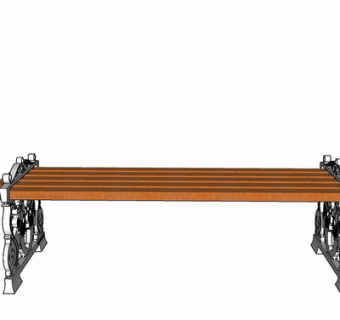 现代实木长凳su模型