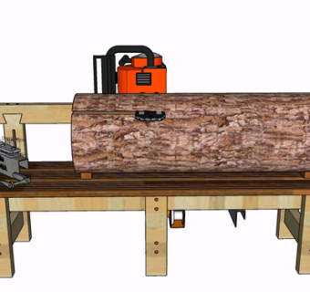 现代锯木机su模型