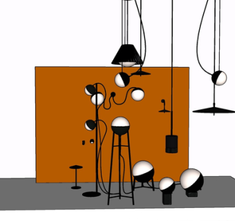 现代金属落地灯su模型