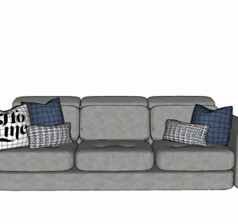 现代布艺多人沙发su模型
