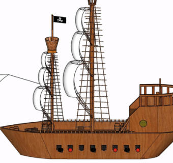 现代实木帆船su模型