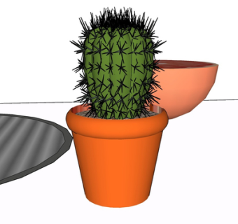 现代仙人掌盆栽su模型