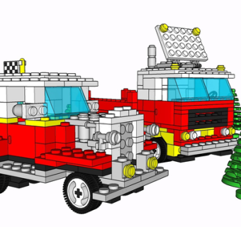 现代积木玩具su模型