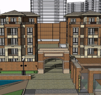 现代公寓楼su模型