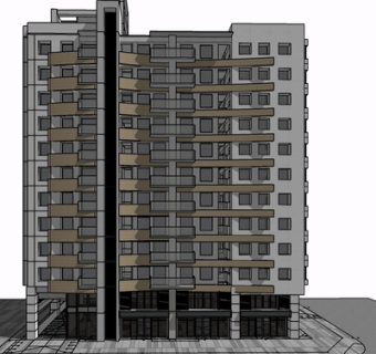 现代公寓楼su模型