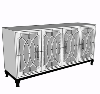 现代实木边柜su模型