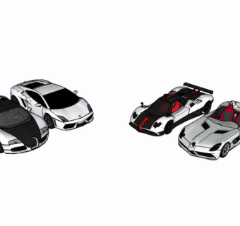 现代跑车组合su模型