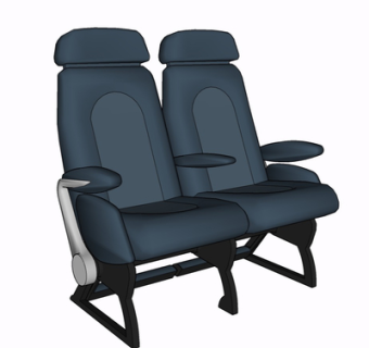 现代皮革卡座公用椅su模型