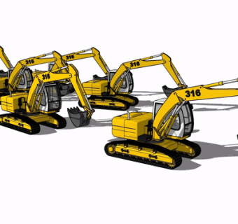 现代挖掘机su模型