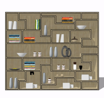 现代实木装饰柜su模型