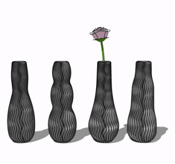 现代花瓶花卉su模型