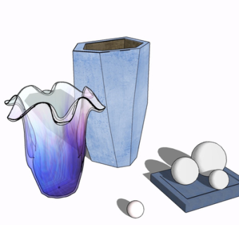 现代玻璃花瓶su模型