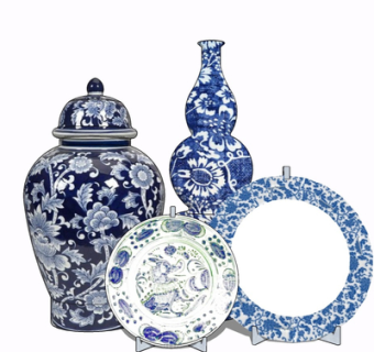 新中式青花瓷摆件su模型