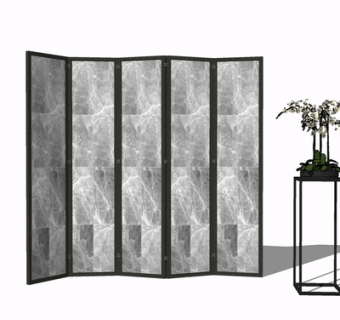 现代屏风隔断su模型